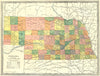 NEBRASKA state map. Counties 1907 old antique vintage plan chart