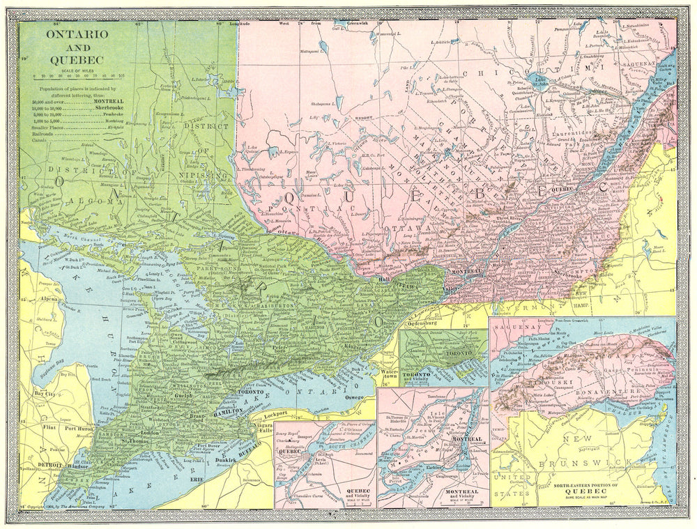 ONTARIO & QUEBEC. Toronto Quebec City & Montreal environs plans 1907 old map
