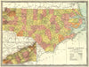 NORTH CAROLINA state map. Counties 1907 old antique vintage plan chart