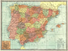 IBERIA. Spain and Portugal. Inset Madrid plan 1907 old antique map chart