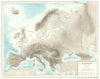 EUROPE PHYSICAL rivers mountains 1907 old antique vintage map plan chart