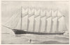 SHIPS. The First seven-masted steel Schooner 1907 old antique print picture