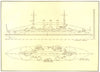 USA. Naval architecture; US battleship Connecticut 1907 old antique print