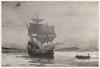 MASSACHUSETTS. The Mayflower in Plymouth Harbor 1907 old antique print picture