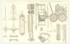 DECORATIVE. Clock Work 1907 old antique vintage print picture