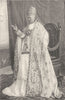 CLERGY. Pope Pius with Papel Crown & Robes of State 1907 old antique print