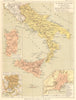 NAPOLI. Reame di Sicilia Angioini Aragonesi; Sardegna; Monte Cassino;  1889 map