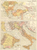 TURCHI. Ottomani in Europa; Asia; Albania; Italia; Penisola Iberica 1889 map