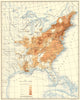 USA. Population distribution East of the 100th Meridian. 1830 1900 old map