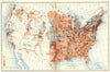 USA. Density of increase population US 1890 to 1900 1900 old antique map chart