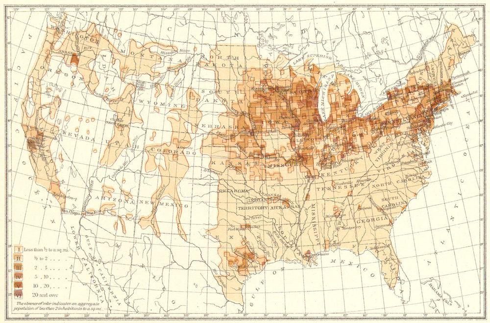 USA. Density of Natives of Germany.  1900 old antique vintage map plan chart