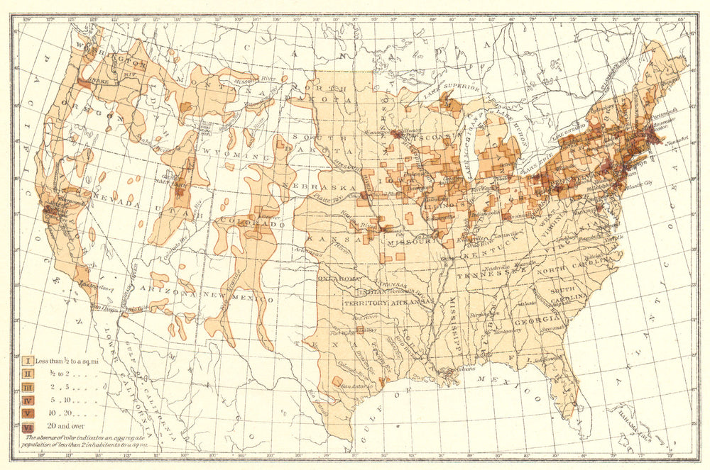 USA. Density of natives of Great Britain.  1900 old antique map plan chart