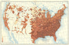 USA. % Illiterates among negro voters US 12th census  1900 old antique map
