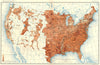 USA. Average size of private families at 12th census  1900 old antique map