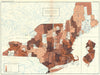 USA. Death rate due Diphtheria Croup per 100, 000 population  1900 old map