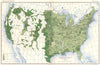 USA. Average size of farms at the twelfth census  1900 old antique map chart