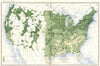 USA. Yield of wheat per acre at twelfth census  1900 old antique map chart