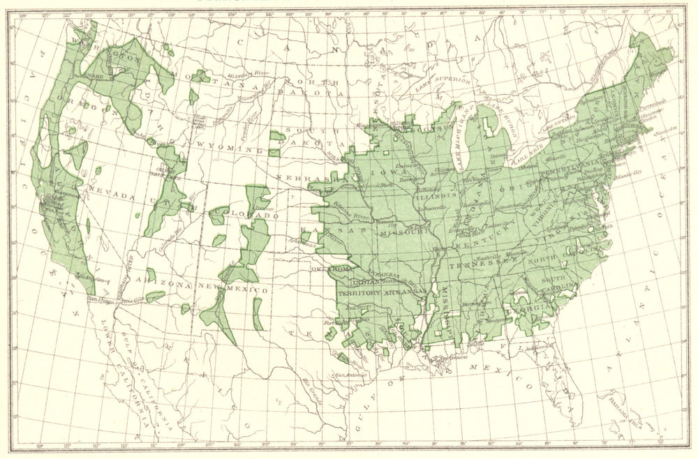 USA. Apples principal regions of production.  1900 old antique map plan chart