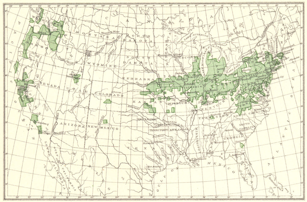 USA. Cherries principal regions of production.  1900 old antique map chart