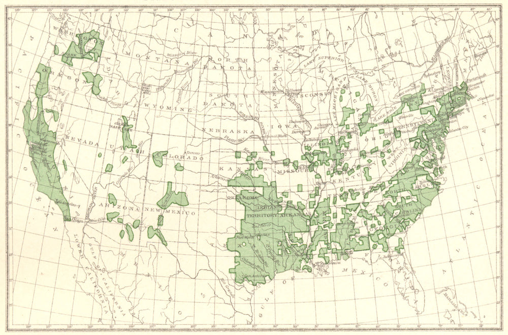 USA. Peaches & Nectarines main of production.  1900 old antique map plan chart