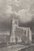 BEDFORDSHIRE. Dunstable Priory Church(West front). DUGDALE 1845 old print
