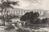 WALES. Pont-y-Casullte Aqueduct. DUGDALE 1845 old antique print picture