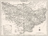KENT. County map. Polling places. Coach roads. DUGDALE 1845 old antique