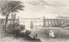 WALES. The Suspension bridge, near Bangor. DUGDALE 1845 old antique print