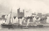 WALES. Swansea Castle and Harbour, Glamorganshire. DUGDALE 1845 old print