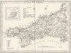CORNWALL. County map. Polling places. Coach roads. DUGDALE 1845 old