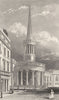 LONDON. All-Souls Church, Langham Place, London. DUGDALE 1845 old print