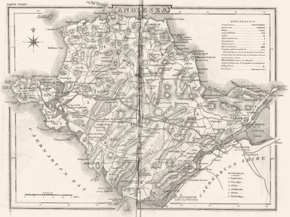 ANGLESEA ANGLESEY. County map. Polling places. Coach roads. DUGDALE 1845