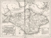 ISLE OF WIGHT. County map. Polling places. Coach roads. DUGDALE 1845 old