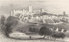 YORKSHIRE. Richmond, Yorkshire, Town and Castle. DUGDALE 1845 old print