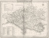 DORSET. County map. Polling places. Coach roads. DUGDALE 1845 old antique