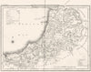 CARDIGANSHIRE. County map. Polling places. Coach roads. DUGDALE 1845 old