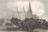 STAFFORDSHIRE. Lichfield(birthplace Johnson). DUGDALE 1845 old antique print