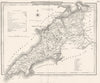 CAERNARVONSHIRE. County map. Polling places. Coach roads. DUGDALE 1845 old