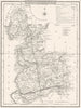 LANCASHIRE. County map. Polling places. Coach roads. DUGDALE 1845 old