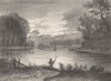 YORKSHIRE. Richmond Hill(from Twickenham). DUGDALE 1845 old antique print
