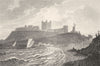 NORTHUMBERLAND. Bamburgh Castle, Northumberland. DUGDALE 1845 old print