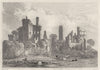 WALES. Coyty Castle, Glamorganshire. DUGDALE 1845 old antique print picture