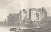 WALES. Caernarvon Castle, Caernarvonshire. DUGDALE 1845 old antique print