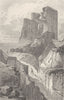 YORKSHIRE. Keep of Scarborough, Yorkshire. DUGDALE 1845 old antique print