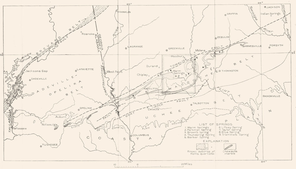 USA.Geological.West-central Georgia,east-Alabama,warm springs Quad main 1935 map