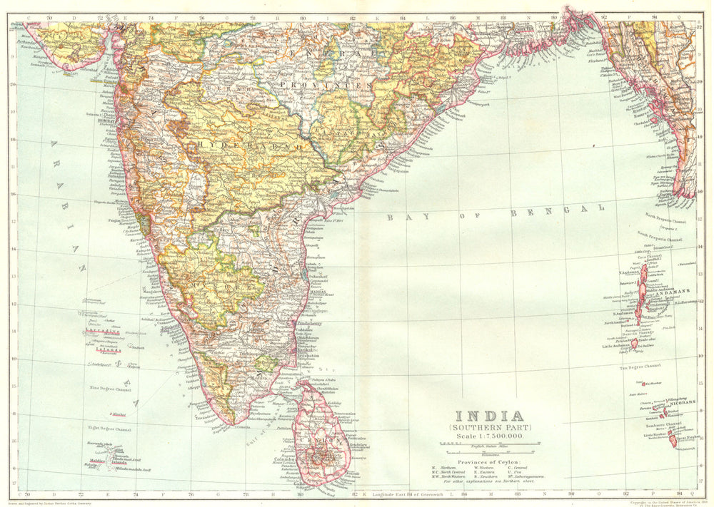 INDIA. India 1910 old antique vintage map plan chart