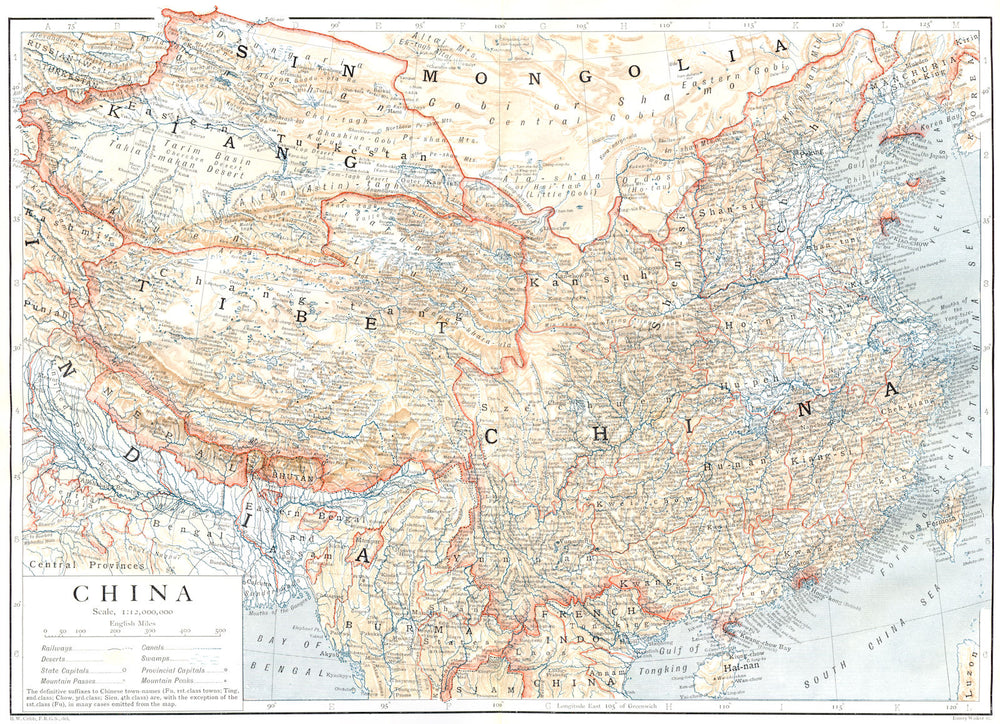 CHINA. China 1910 old antique vintage map plan chart