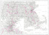 MASSACHUSETTS. State map showing counties; Inset Environs of Boston 1910