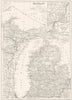 MICHIGAN. State map showing counties; Inset South-Eastern Michigan Detroit 1910