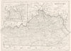 KENTUCKY. State map showing counties 1910 old antique vintage plan chart